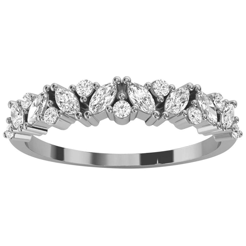 18k White Gold Delicate Nianna Marquise & Round Diamond Ring '1/3 Ct. Tw'