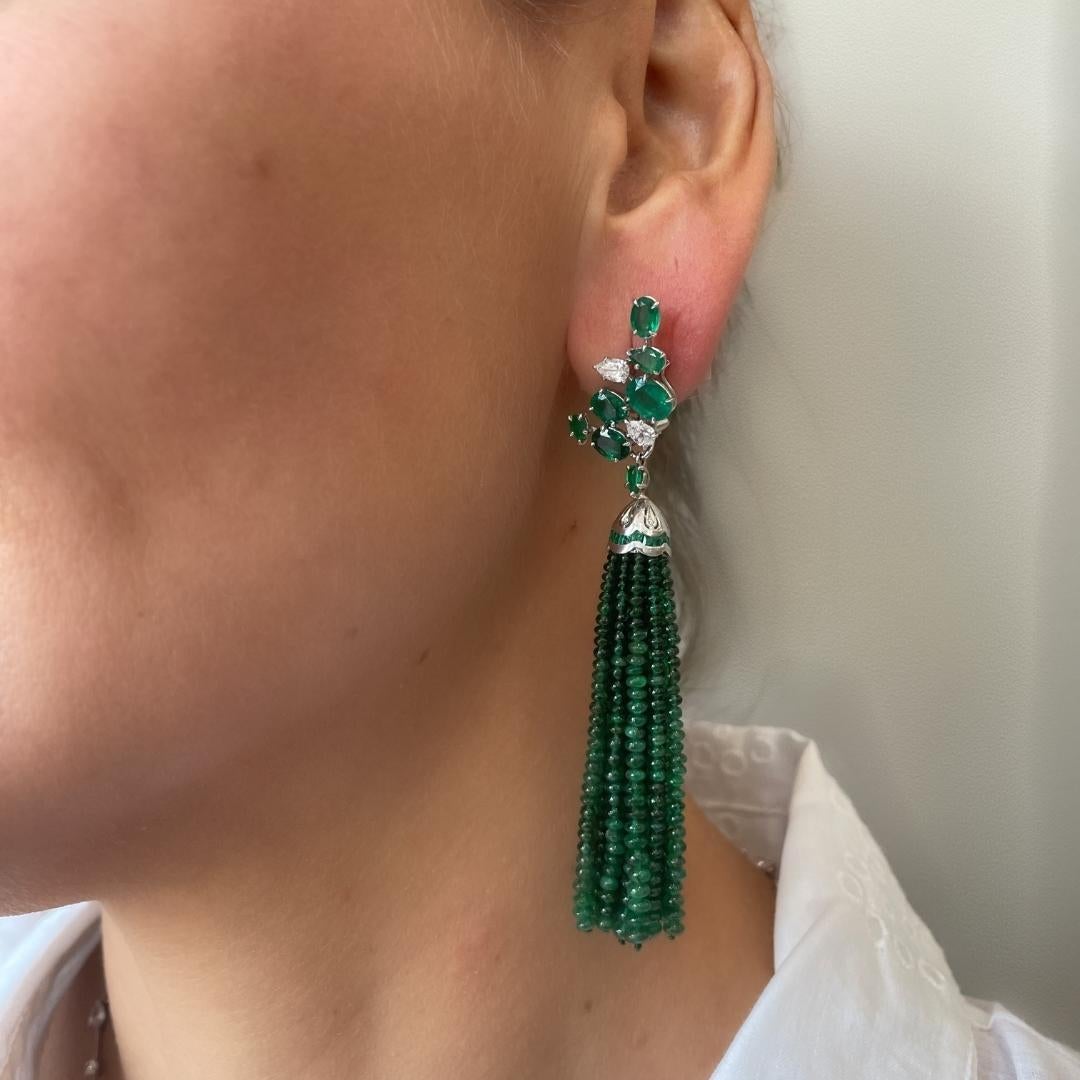 emerald tassel earrings