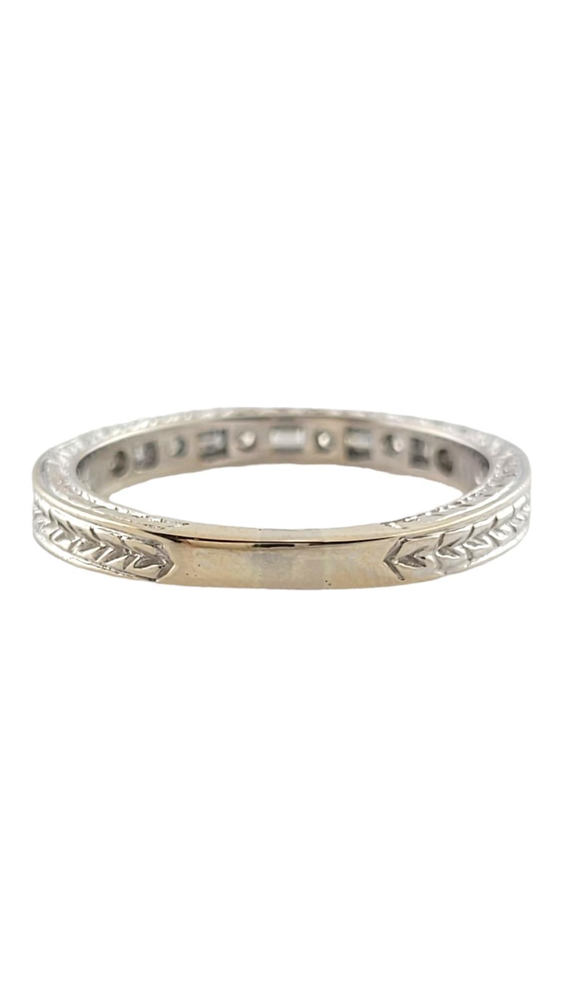 Baguette Cut 18K White Gold Dev Valencia Diamond Band Ring Size 7-7.25 #18052 For Sale