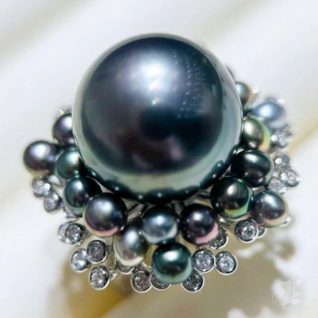 【Crown Radiance】Aurora Garden Bague avec perles de Tahiti et Keshi multicolore en vente 2