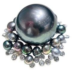 【Crown Radiance】Aurora Garden Tahitian Pearl & Multicolor Keshi statement ring