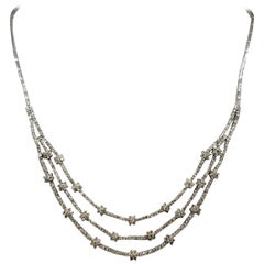 18k white gold diamond 3 row "Tennis" Necklace
