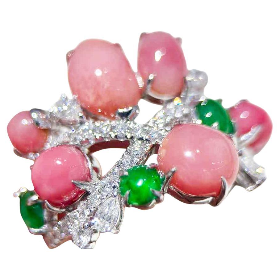 【Conchéa】Blossoming Harmony Conch, Jadeite & Diamond Ring — 4.55ct