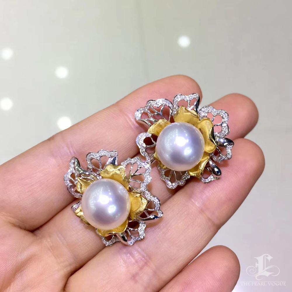 Women's 【Vine Symphony】Blooming Petal Aurora South Sea Pearl Earrings For Sale