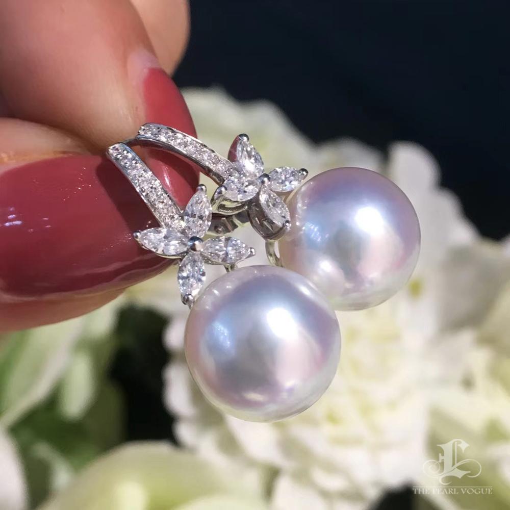 Women's 【Crown Radiance】Petal-Set Diamond Aurora South Sea Pearl Earrings For Sale