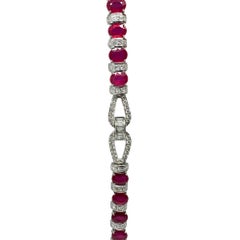 18K White Gold Diamond and African Ruby Bracelet