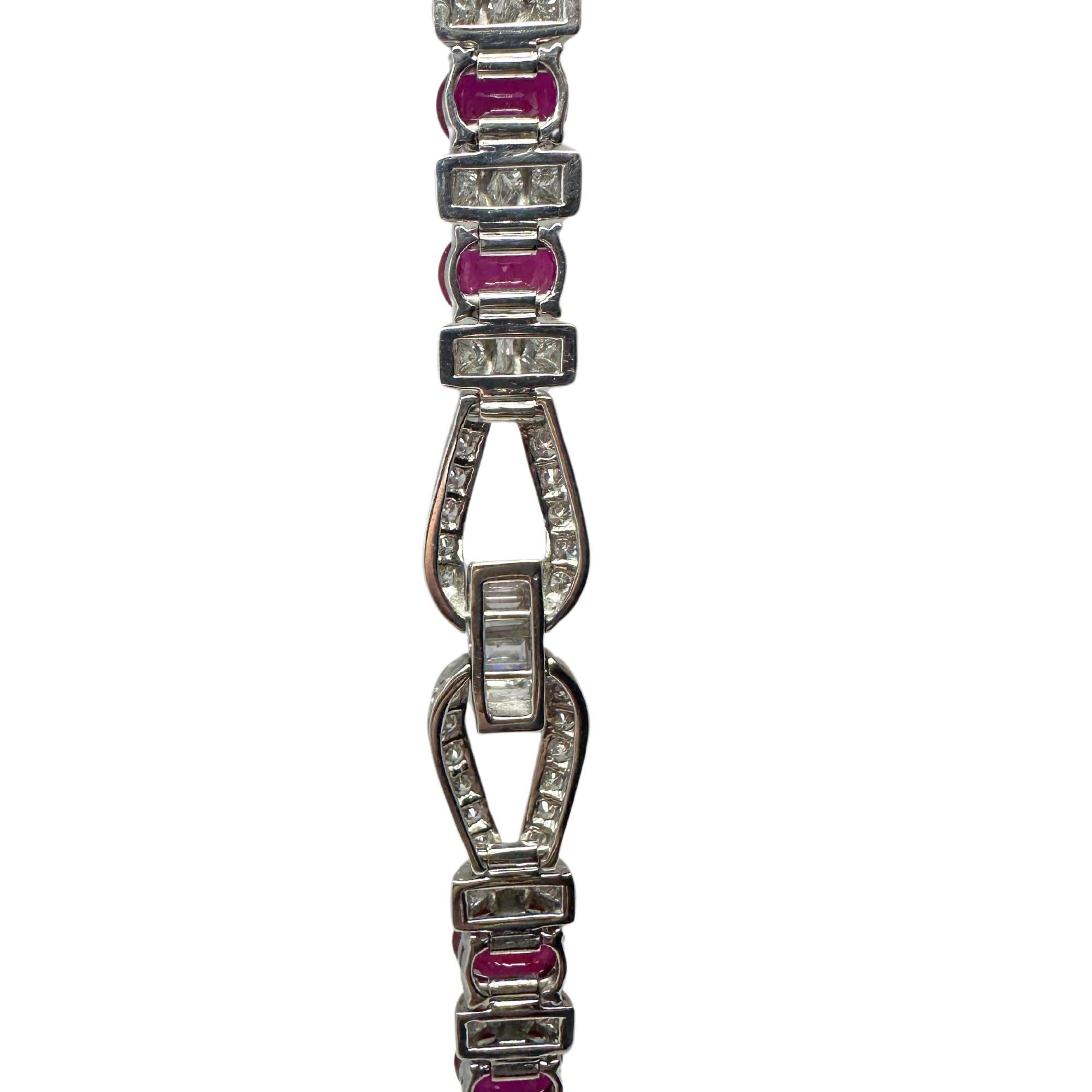 18K White Gold Diamond and African Ruby Bracelet In Good Condition For Sale In New York, NY