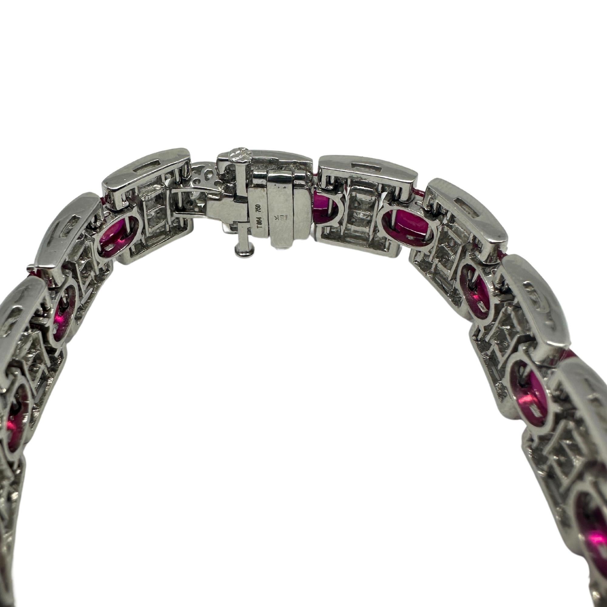 Bracelet en or blanc 18K avec diamants et rubis africain Bon état - En vente à New York, NY
