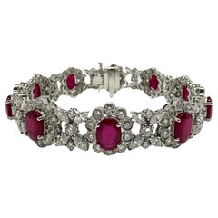 18K White Gold Diamond and African Ruby Bracelet