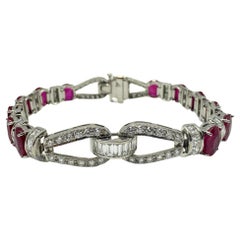 18K White Gold Diamond and African Ruby Bracelet