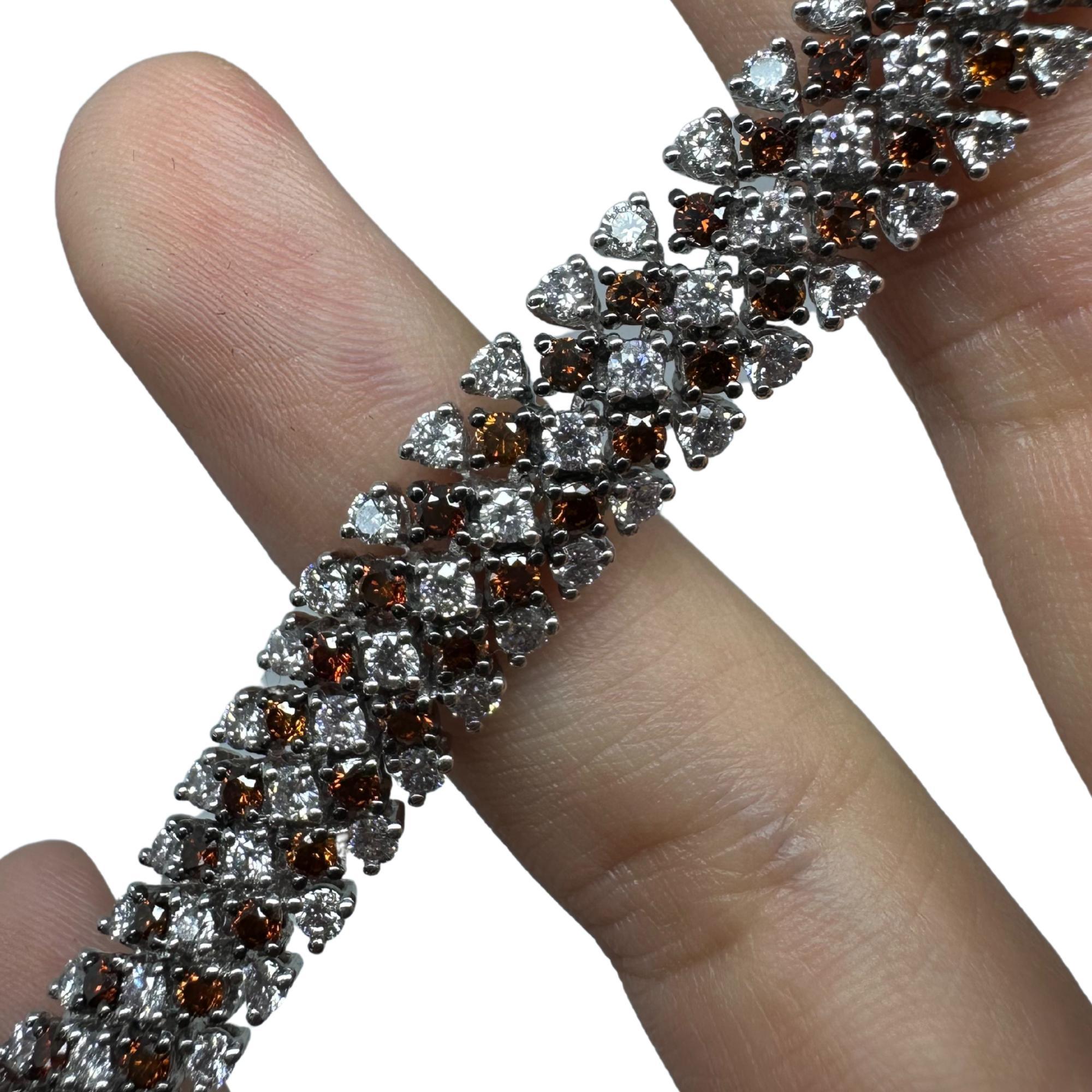 Bracelet en or blanc 18K avec diamants et diamants bruns Pour femmes en vente