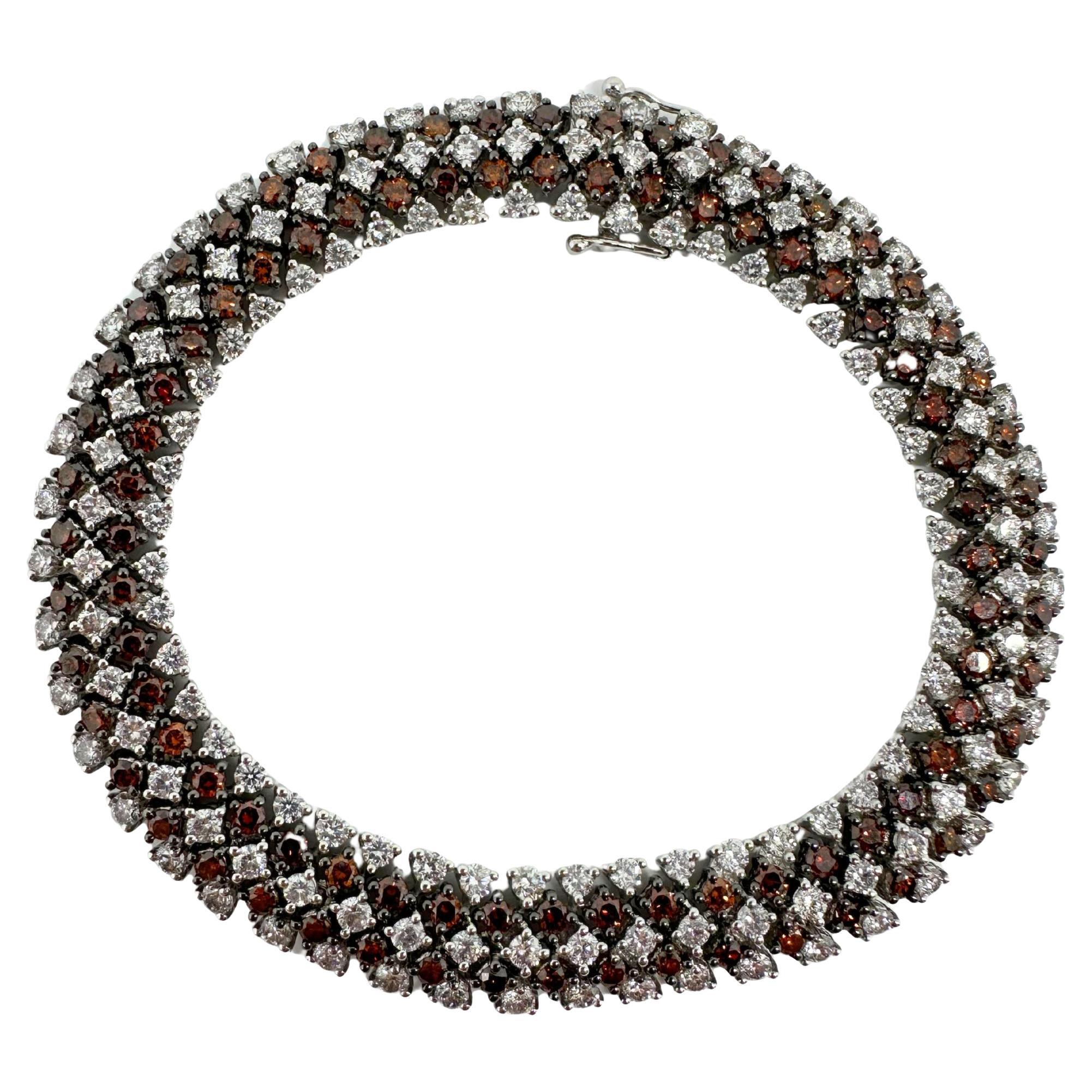 18K White Gold Diamond and Brown Diamond Bracelet