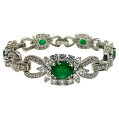18K Weißgold Diamant und Smaragd Armband
