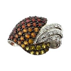 18K White Gold Diamond and Multi Sapphire Ring