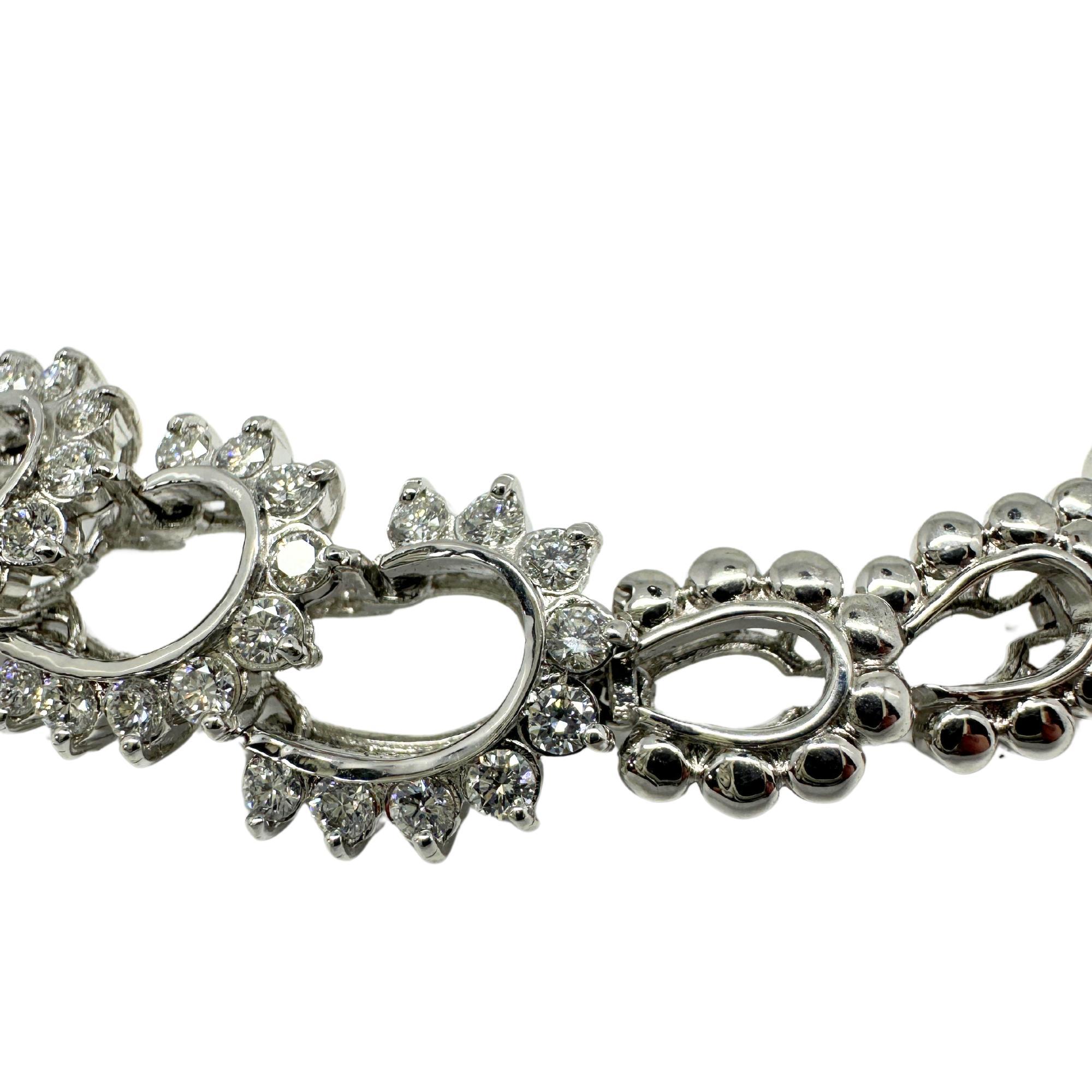 Women's 18K White Gold Diamond and Pearl Choker Necklace For Sale