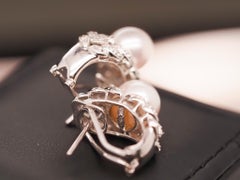 18K White Gold Diamond and Pearl Earrings