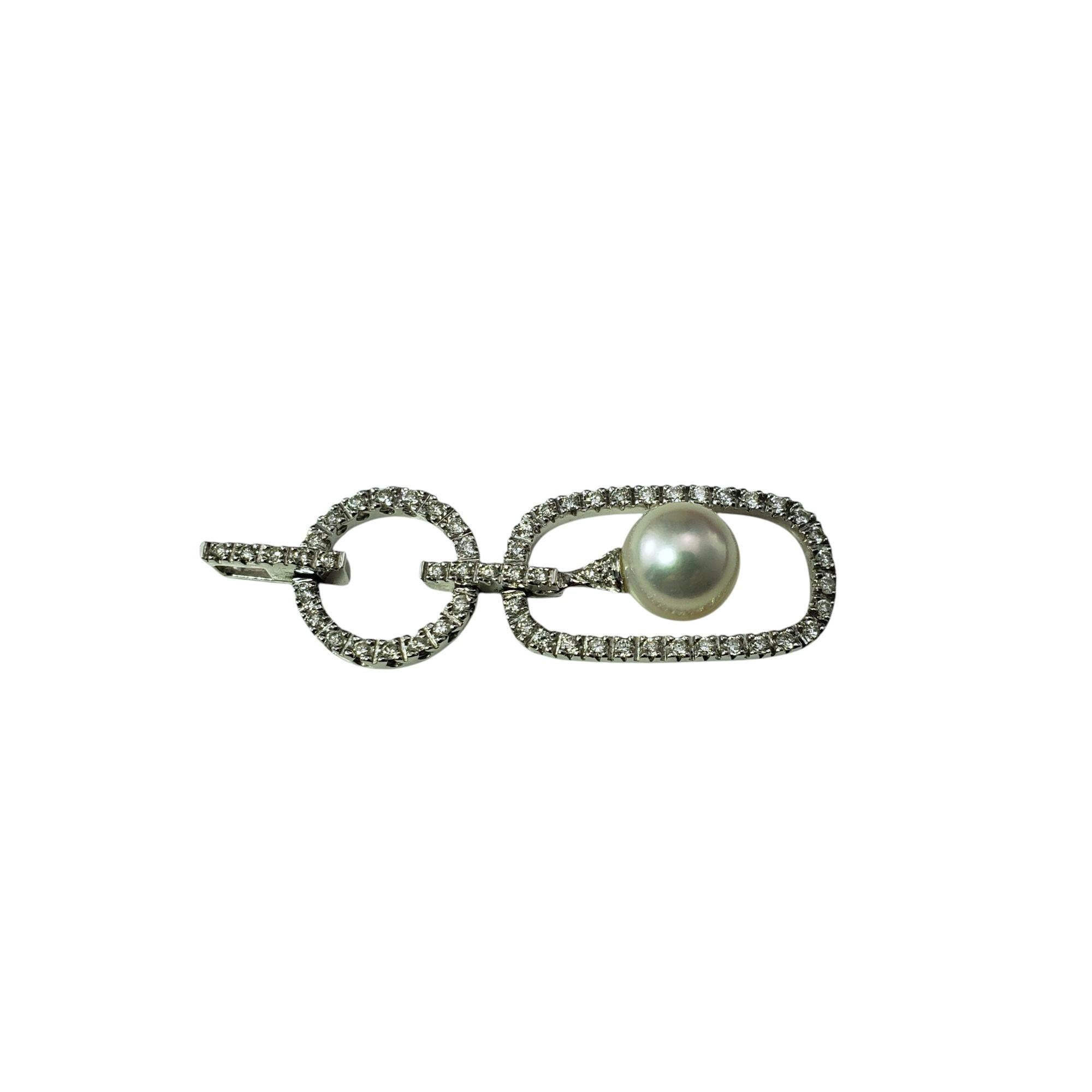 Contemporary 18K White Gold Diamond and Pearl Pendant #20935 For Sale