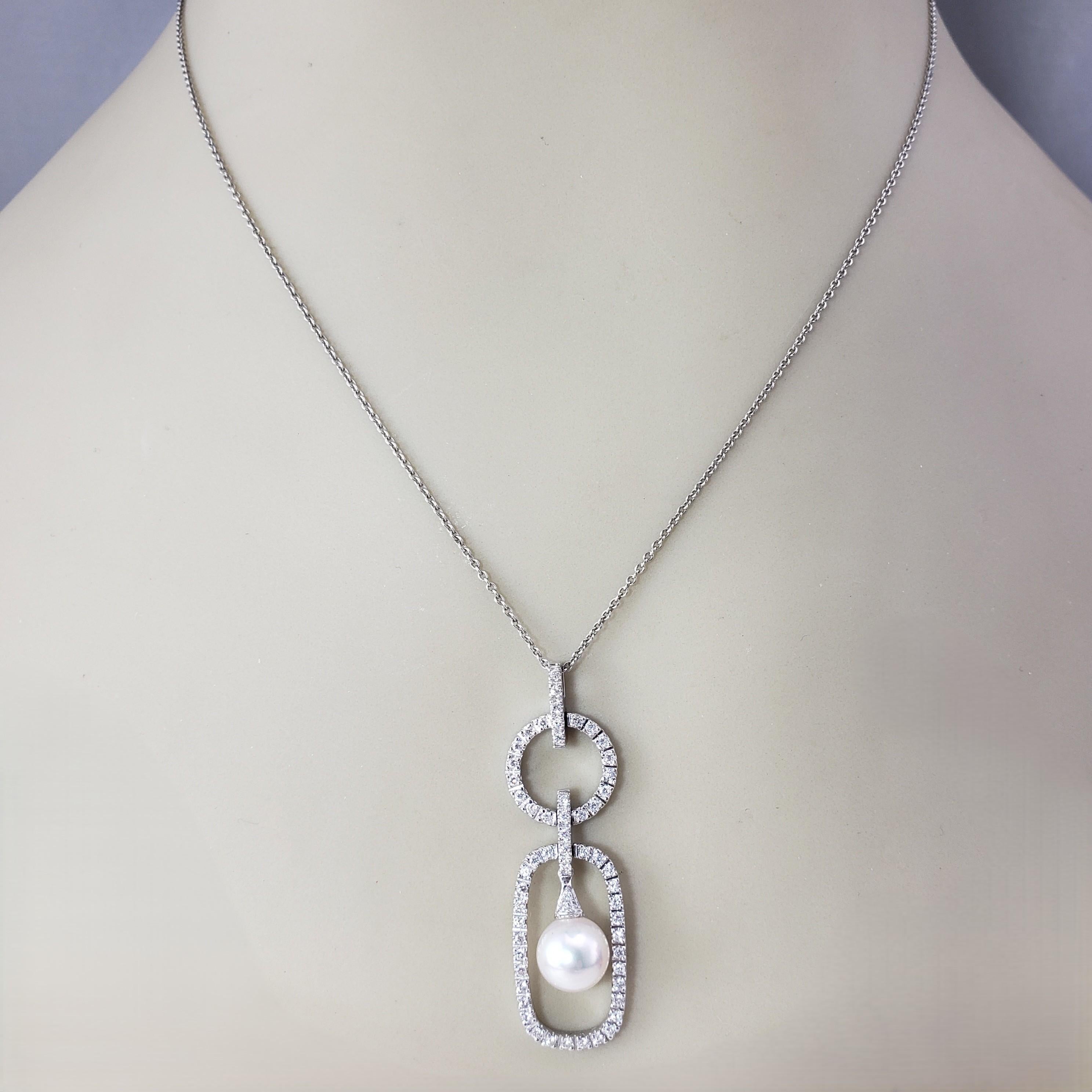 18K White Gold Diamond and Pearl Pendant #20935 For Sale 1