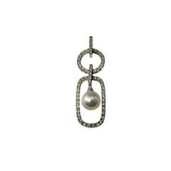 18K White Gold Diamond and Pearl Pendant #20935
