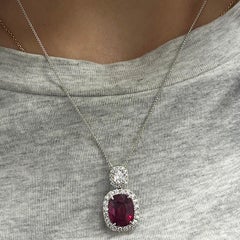 18K White Gold Diamond and Rubellite Pendant