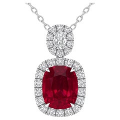 Ciondolo con diamanti e rubellite in oro bianco 18 carati