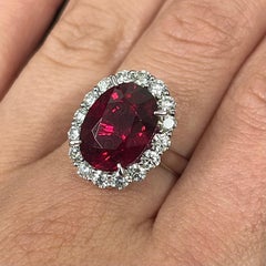 18K White Gold Diamond and Rubellite Ring