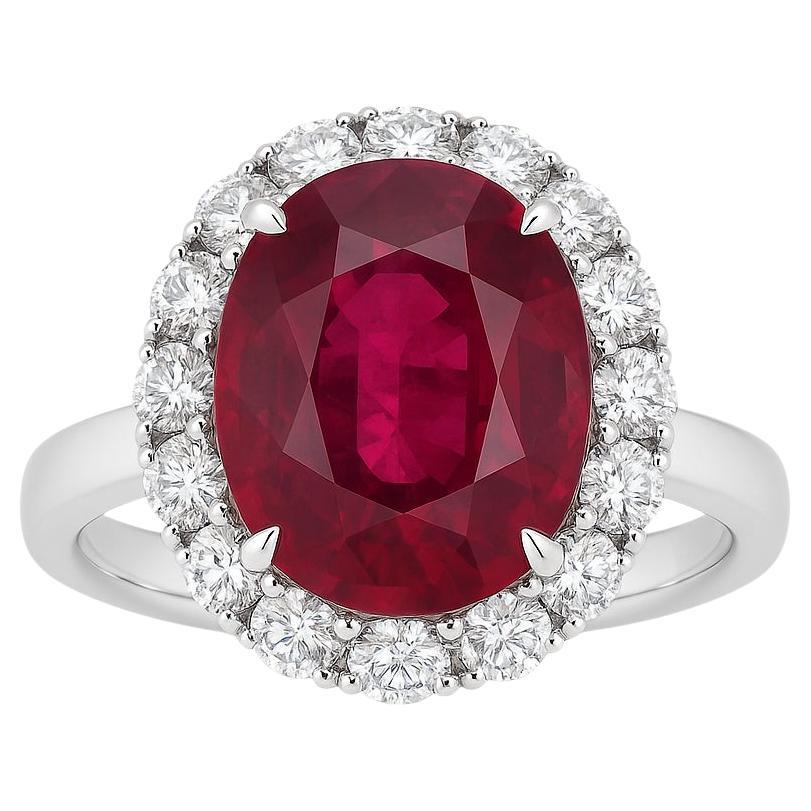18K Weißgold Diamant und Rubellit Ring im Angebot