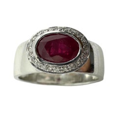 18K White Gold Diamond and Ruby Band Ring
