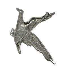 18K White Gold Diamond and Ruby Bird Brooch