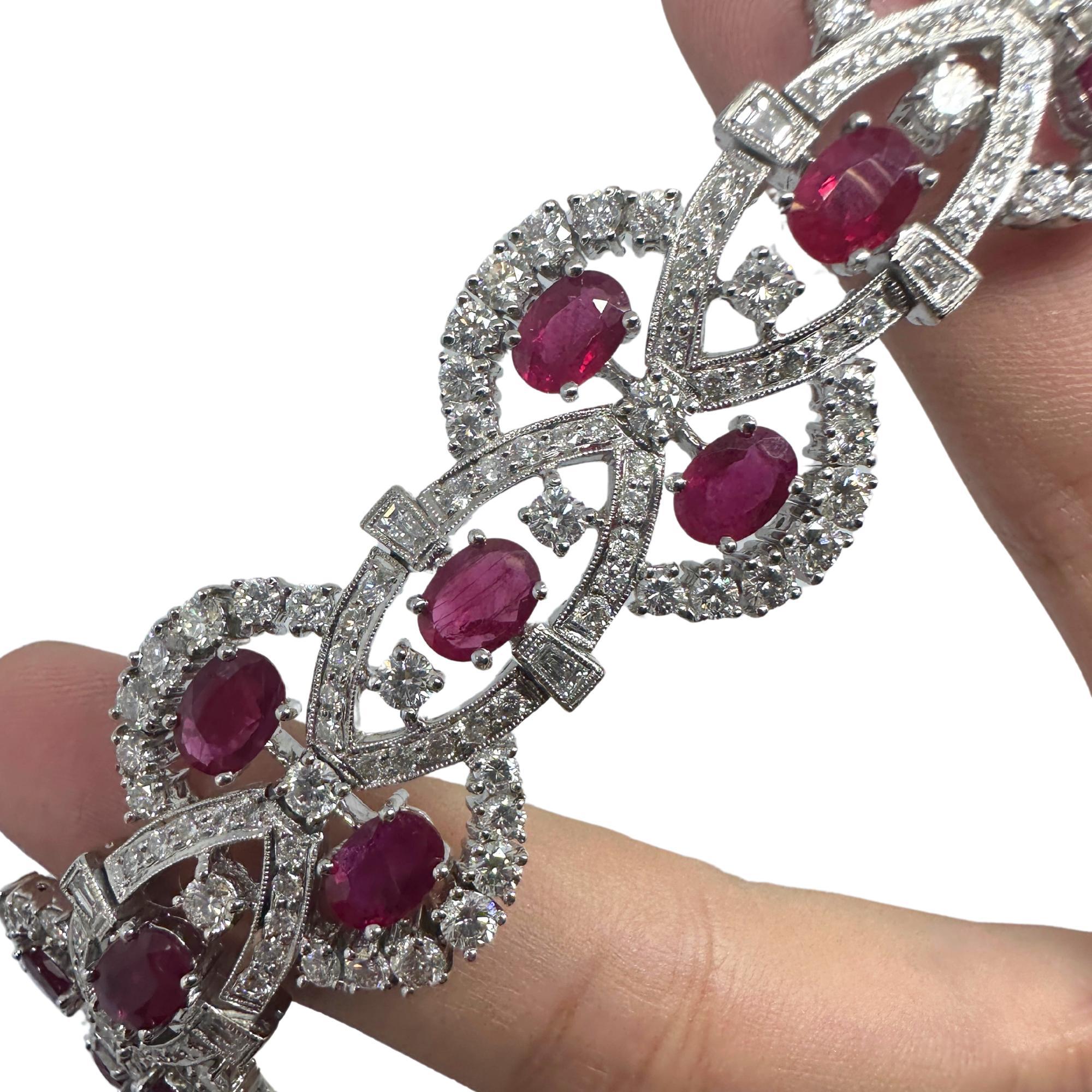 Bracelet en or blanc 18 carats avec diamants et rubis en vente 2