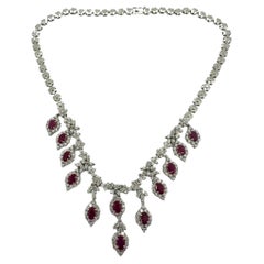 18K Weißgold Diamant und Rubin Halskette