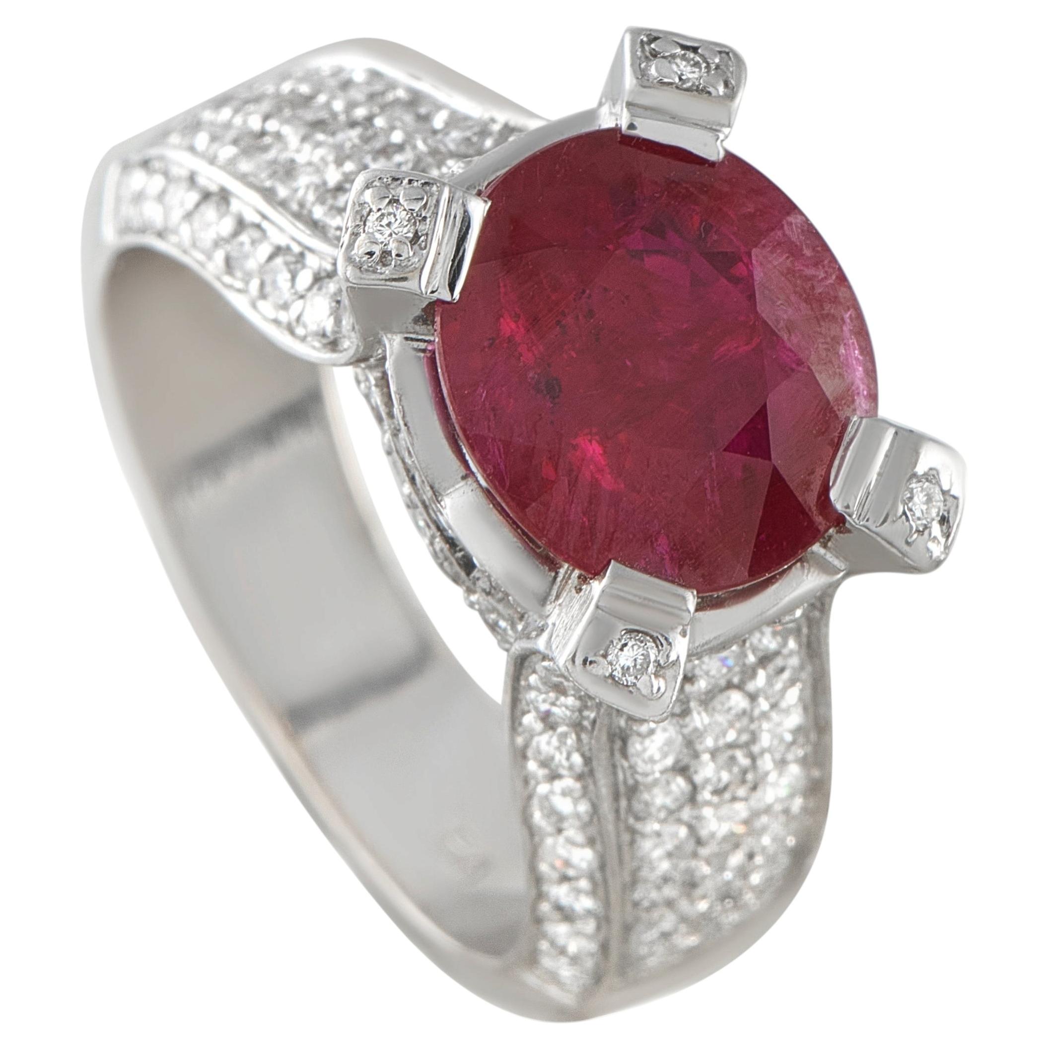 18K Weißgold Diamant und Rubin Ring MF32-051526