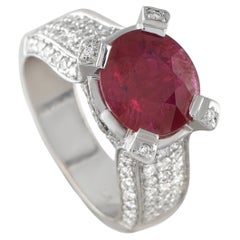 18K White Gold Diamond and Ruby Ring MF32-051526