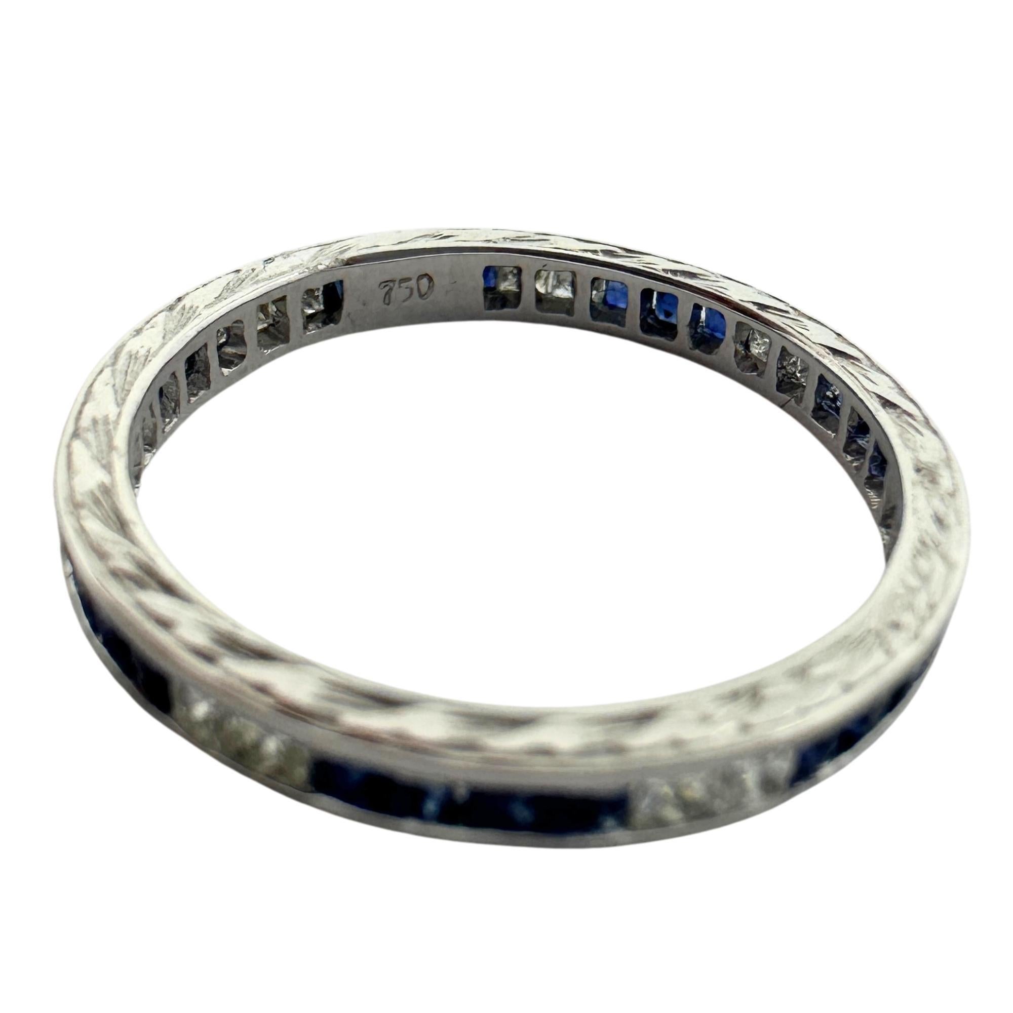 Modern 18K White Gold Diamond and Sapphire Band