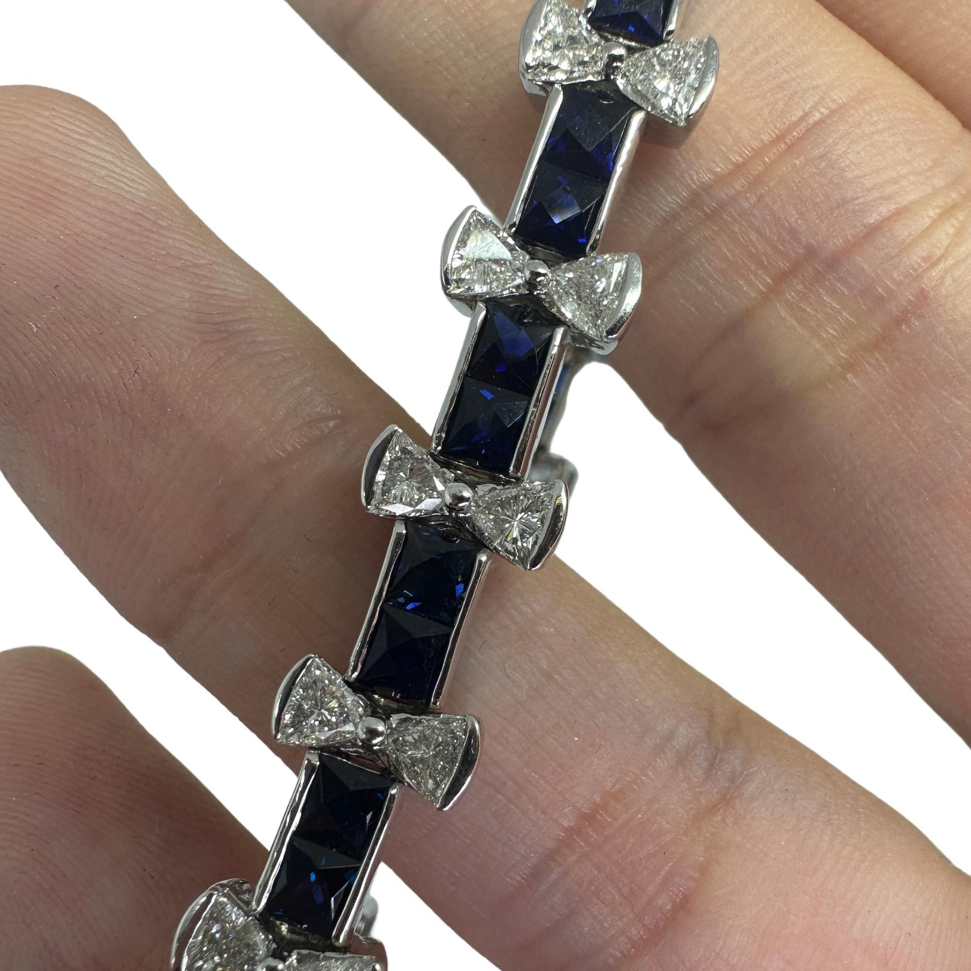 Armband aus 18 Karat Weißgold mit Diamant und Saphir 4