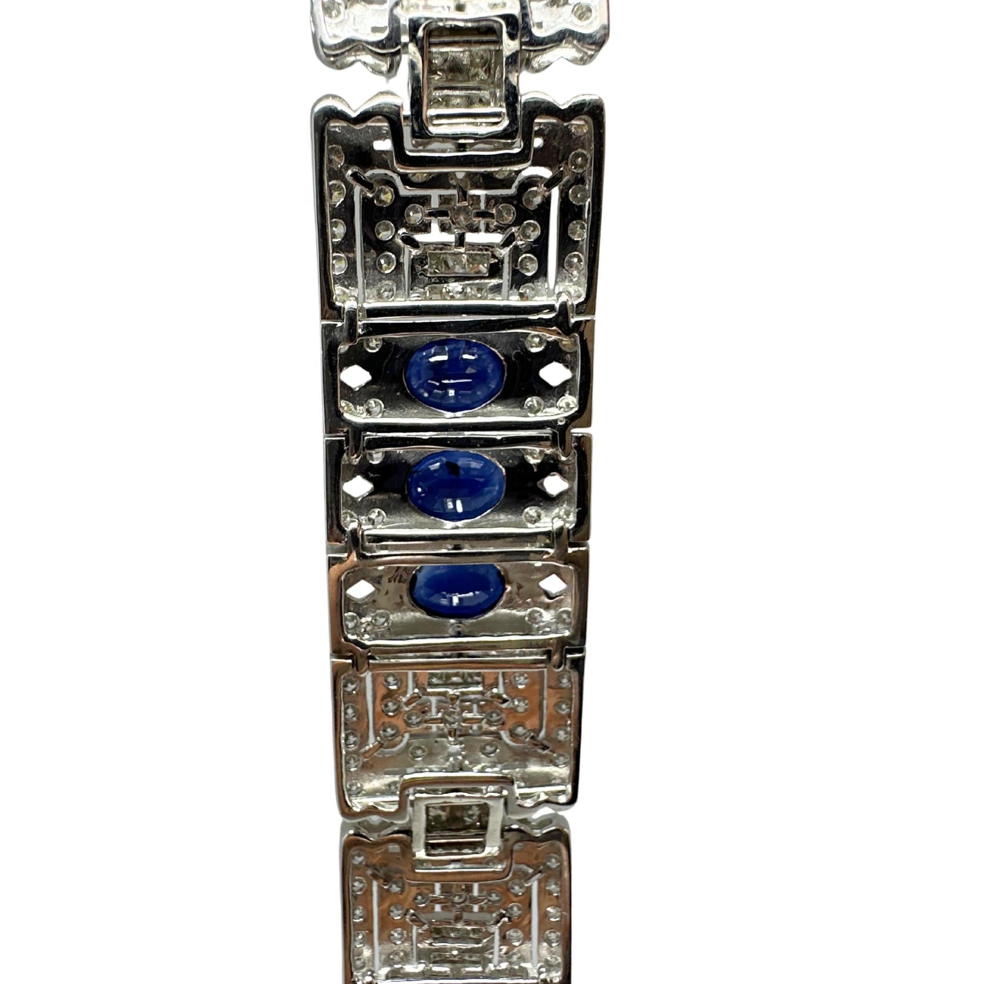 Bracelet en or blanc 18 carats avec diamants et saphirs en vente 5
