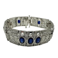 18K White Gold Diamond and Sapphire Bracelet