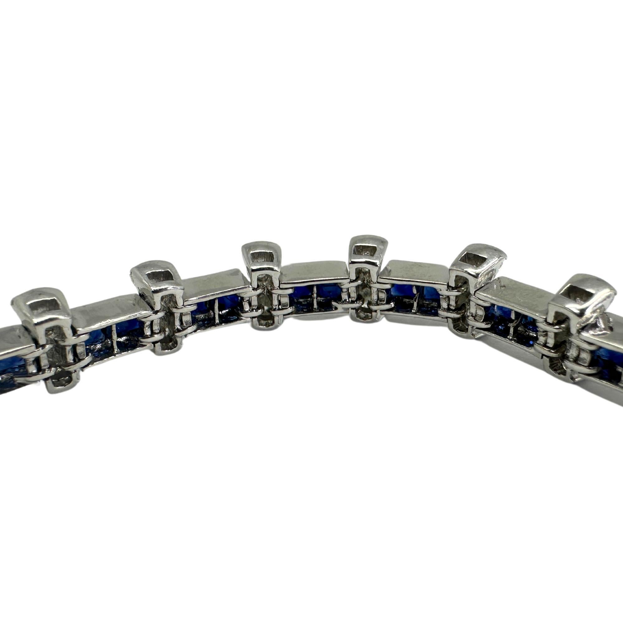Armband aus 18 Karat Weißgold mit Diamant und Saphir (Gemischter Schliff)