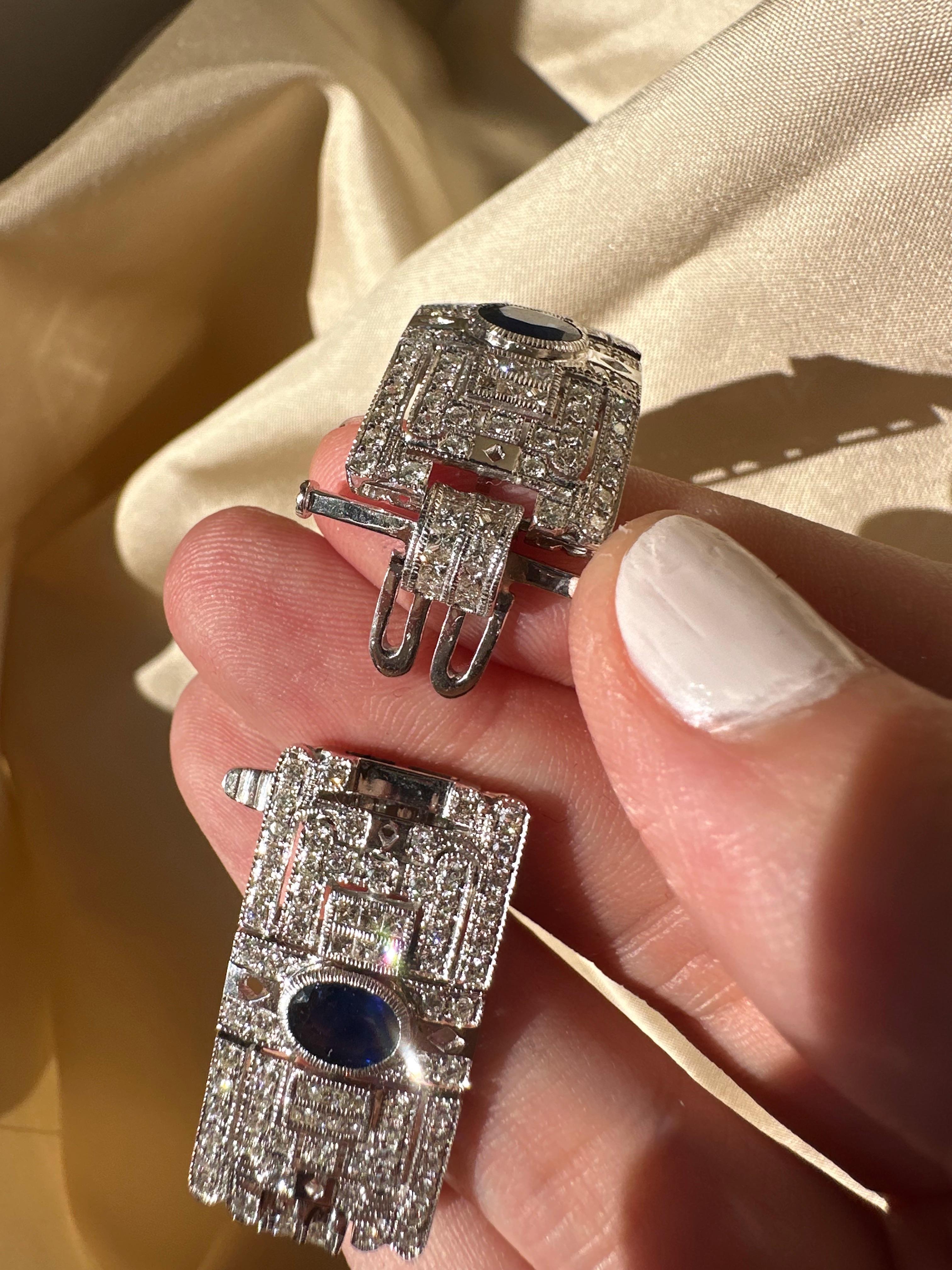 Bracelet en or blanc 18 carats avec diamants et saphirs Pour femmes en vente