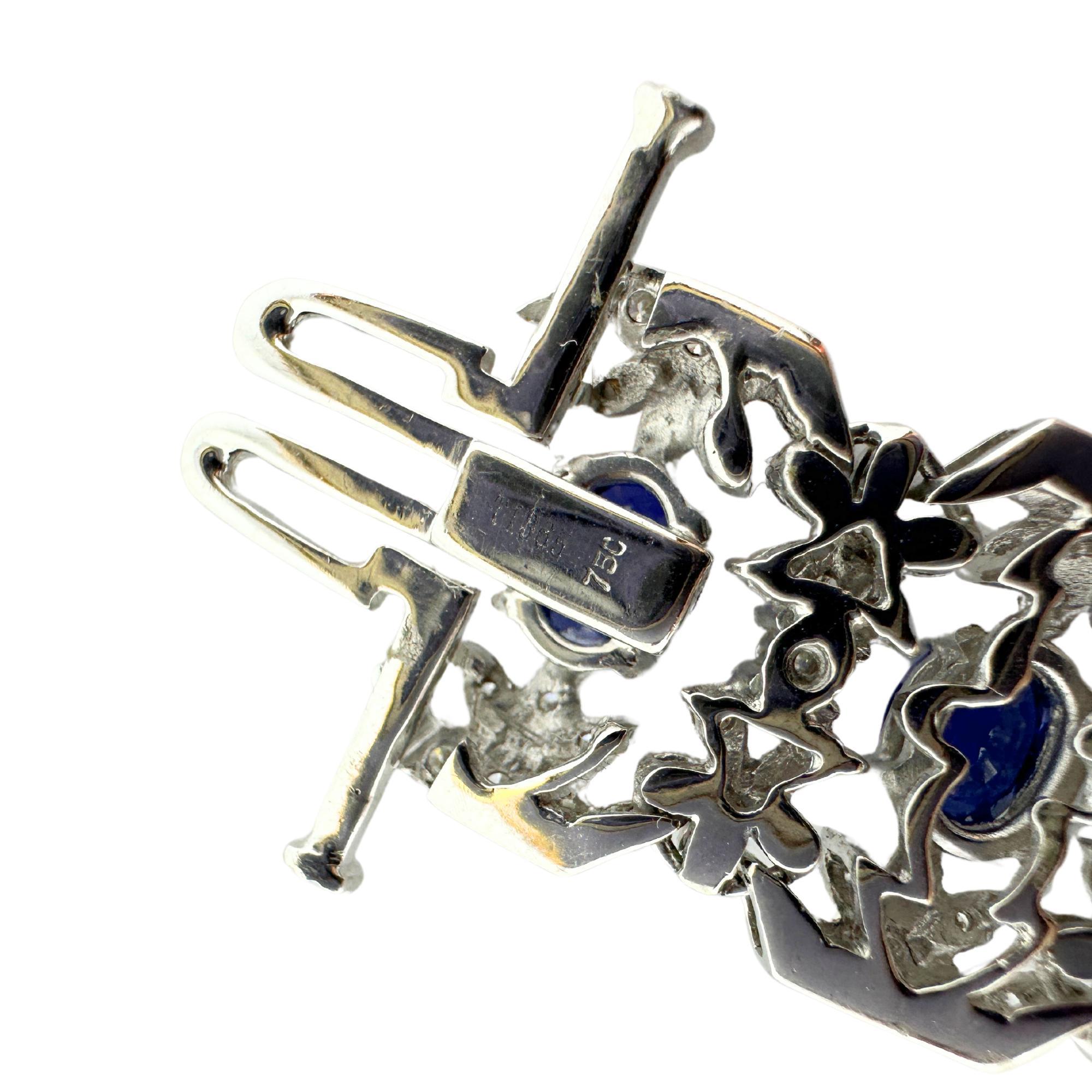 Bracelet en or blanc 18 carats avec diamants et saphirs en vente 3