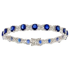 18K White Gold Diamond and Sapphire Bracelet