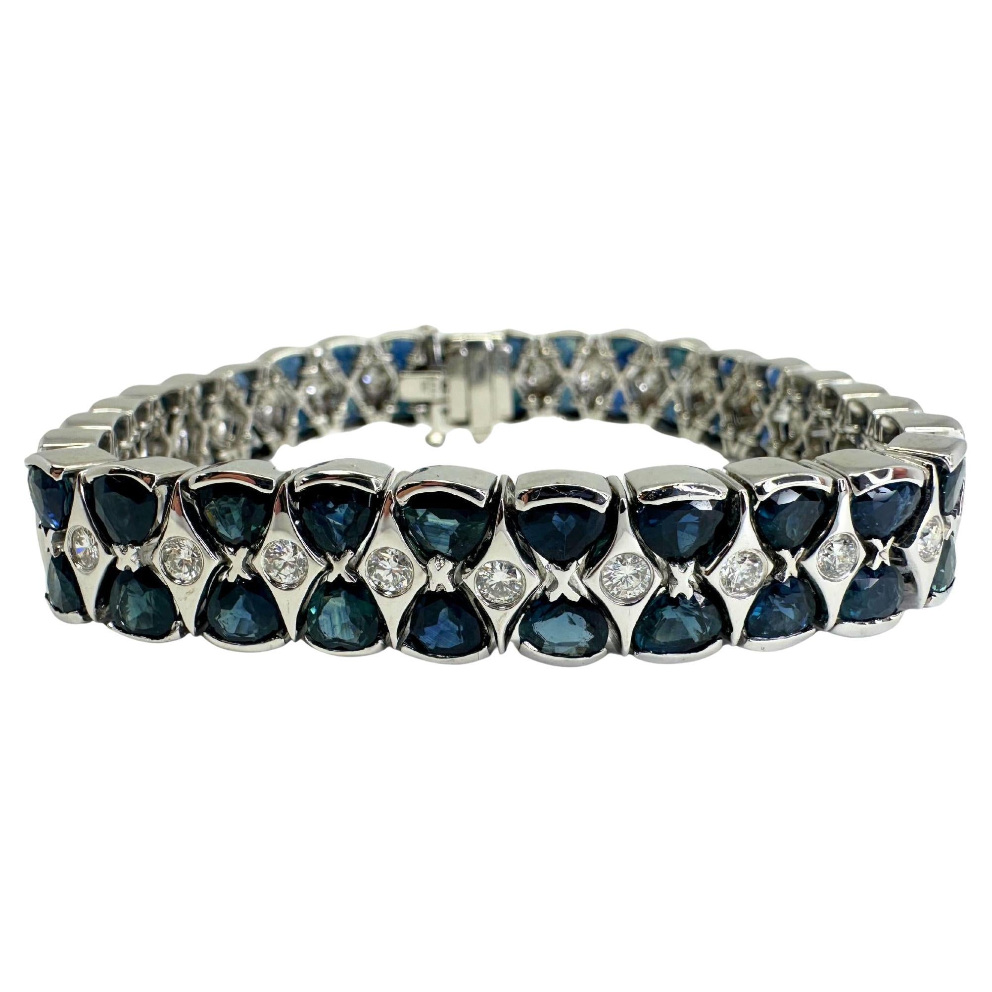 18K White Gold Diamond and Sapphire Bracelet