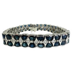 18K White Gold Diamond and Sapphire Bracelet