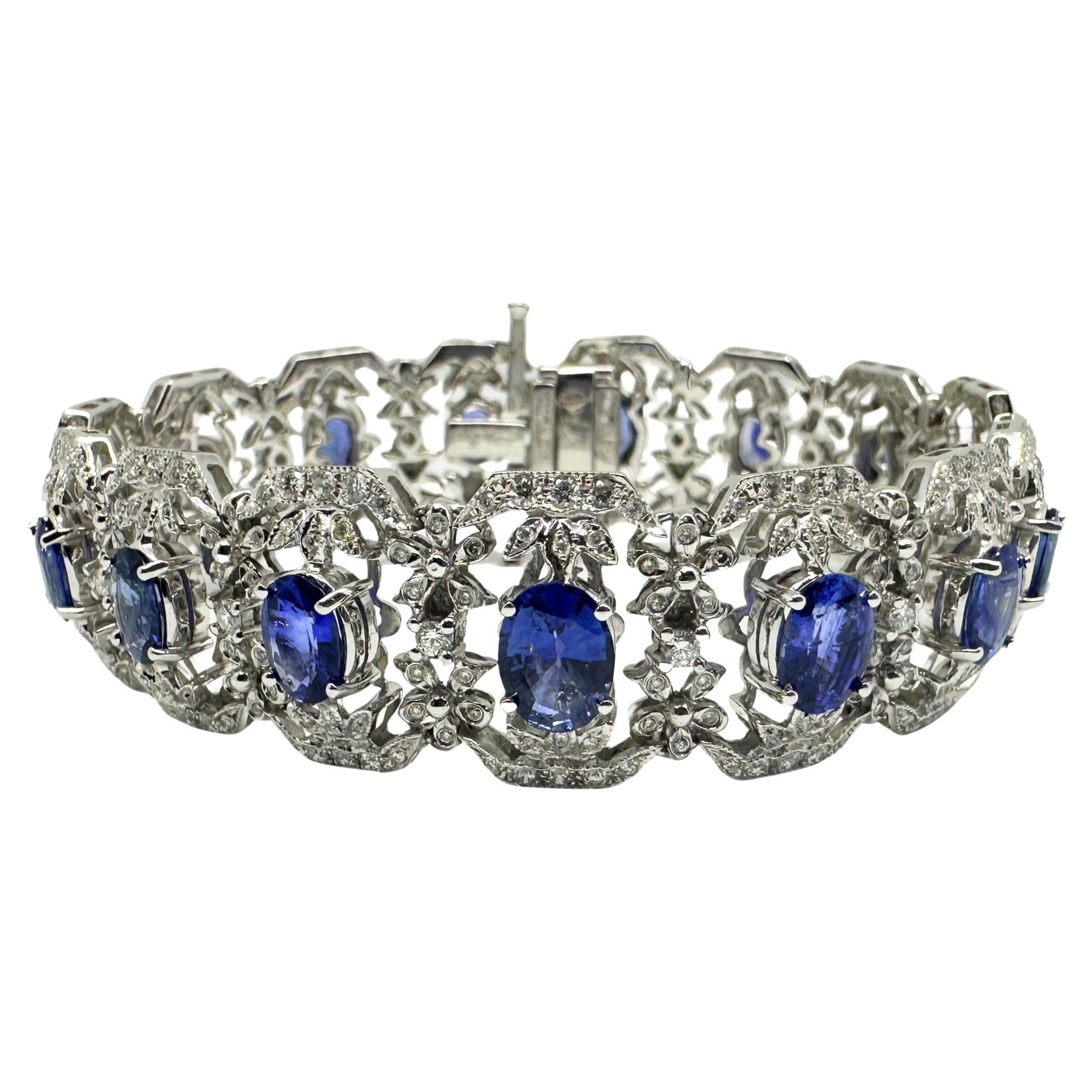 18K White Gold Diamond and Sapphire Bracelet