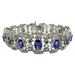 18K White Gold Diamond and Sapphire Bracelet