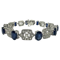 18K White Gold Diamond and Sapphire Bracelet