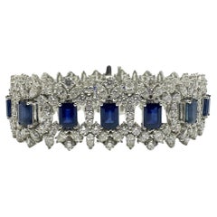 Armband aus 18 Karat Weißgold mit Diamant und Saphir