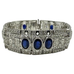 Bracelet en or blanc 18 carats avec diamants et saphirs