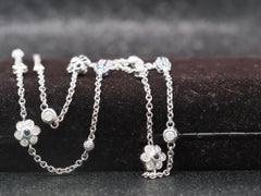 18K White Gold Diamond and Sapphire by the yard Necklace