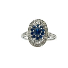 18k White Gold Diamond and Sapphire Cocktail Ring